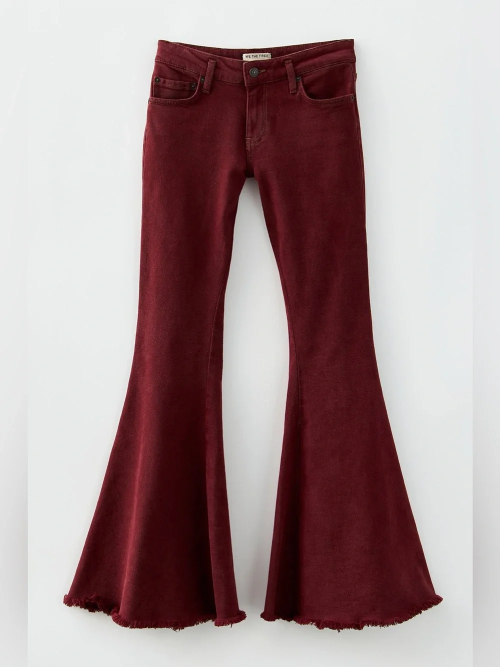 NWT Free People We The Free Emre Low-Rise Flare Jeans - Red Bark Maroon - 28